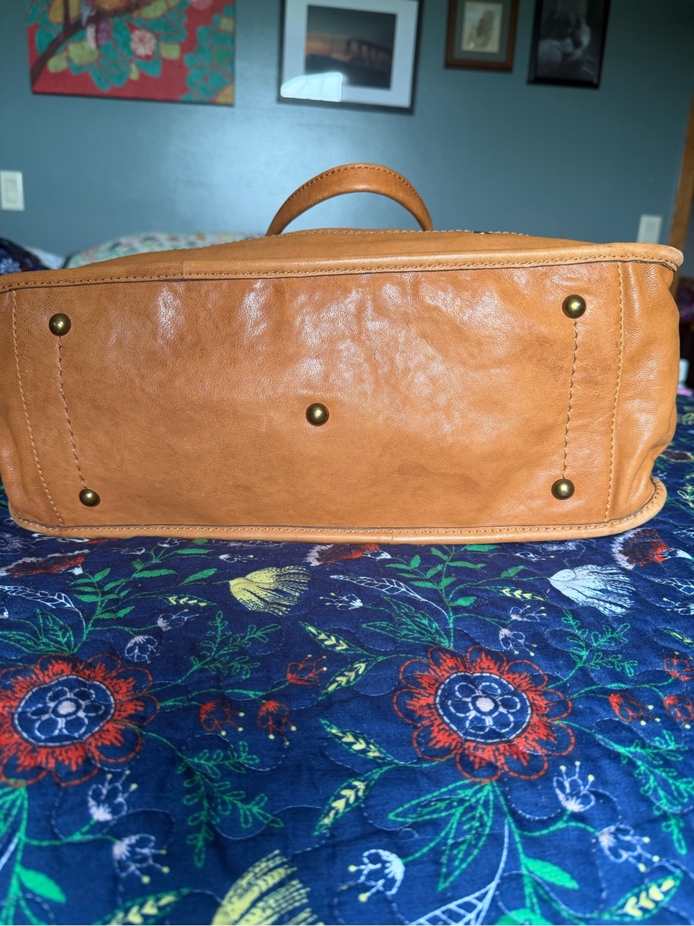Frye Tan Leather Madison Tote with Double Handles - Picture 3 of 8